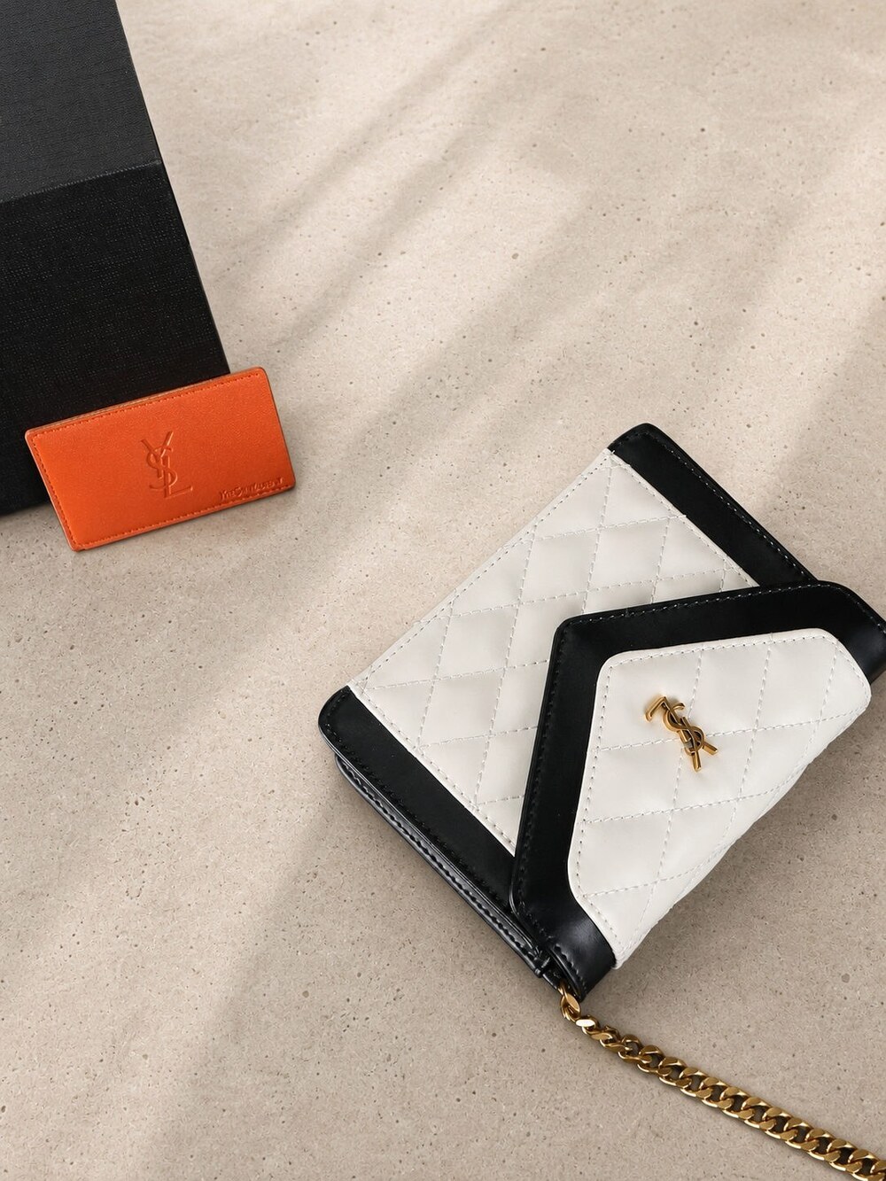 Yves Saint Laurent Gaby Mini Black and White Quilted Chain Bag - Picture 3 of 7